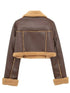 'Josselyn' Faux Fur Cropped Leather Jacket - Celes Fashion